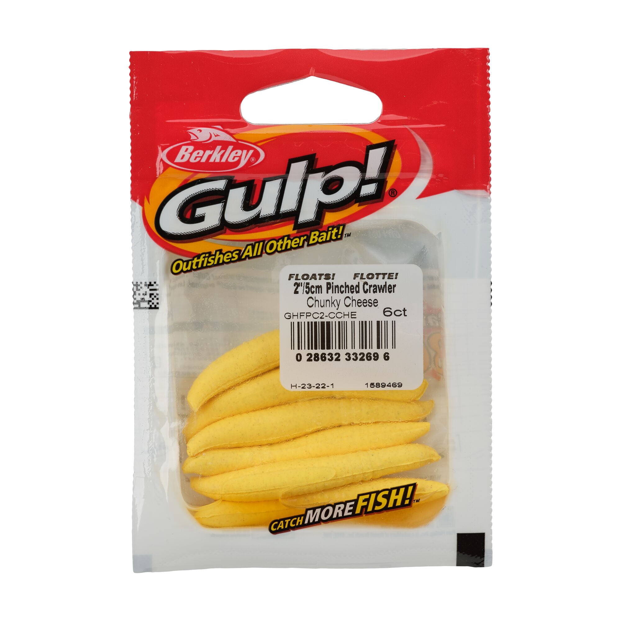 Berkley Gulp!® Floating Pinched Crawler, 2 in, Worms, Chunky Cheese (6 Count)