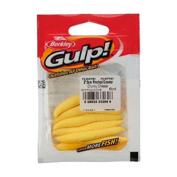 Berkley Gulp!® Floating Pinched Crawler, 2 in, Worms, Chunky Cheese (6 Count)