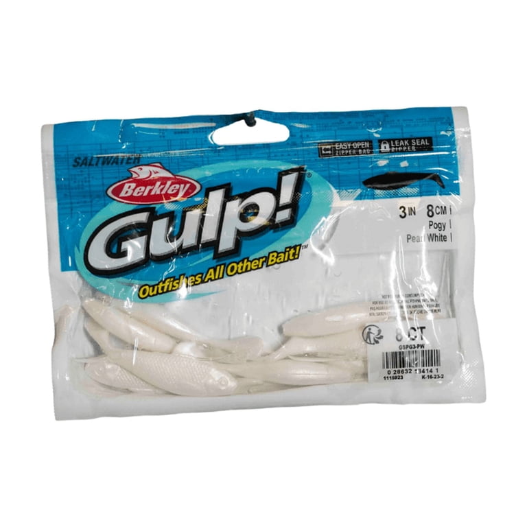 Berkley Gulp! Saltwater Pogy Pearl White Bait with Vibrating Tail