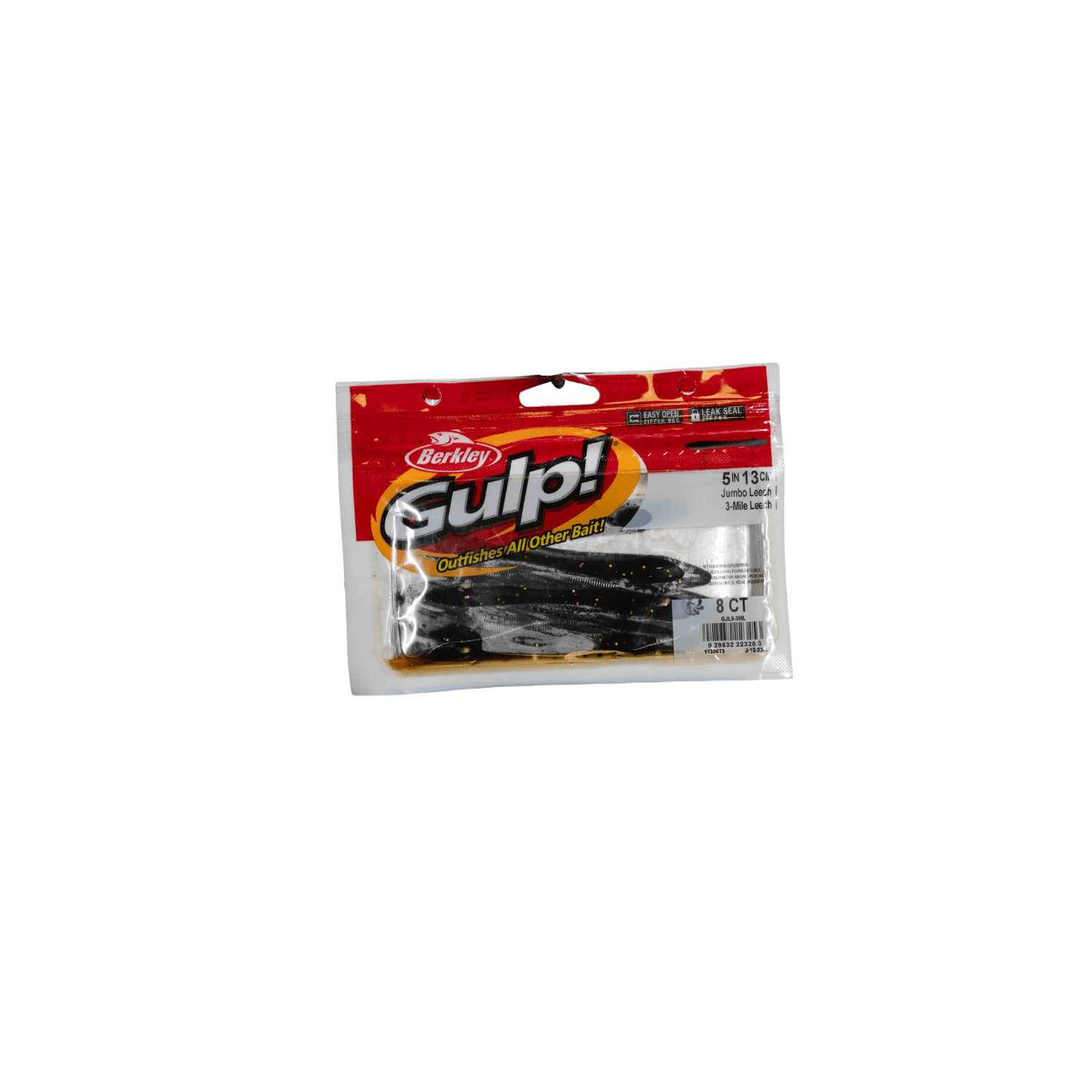 Gulp! Jumbo Leech Soft Bait 5" Length, 3-Mile Leech, Per 8 1130673