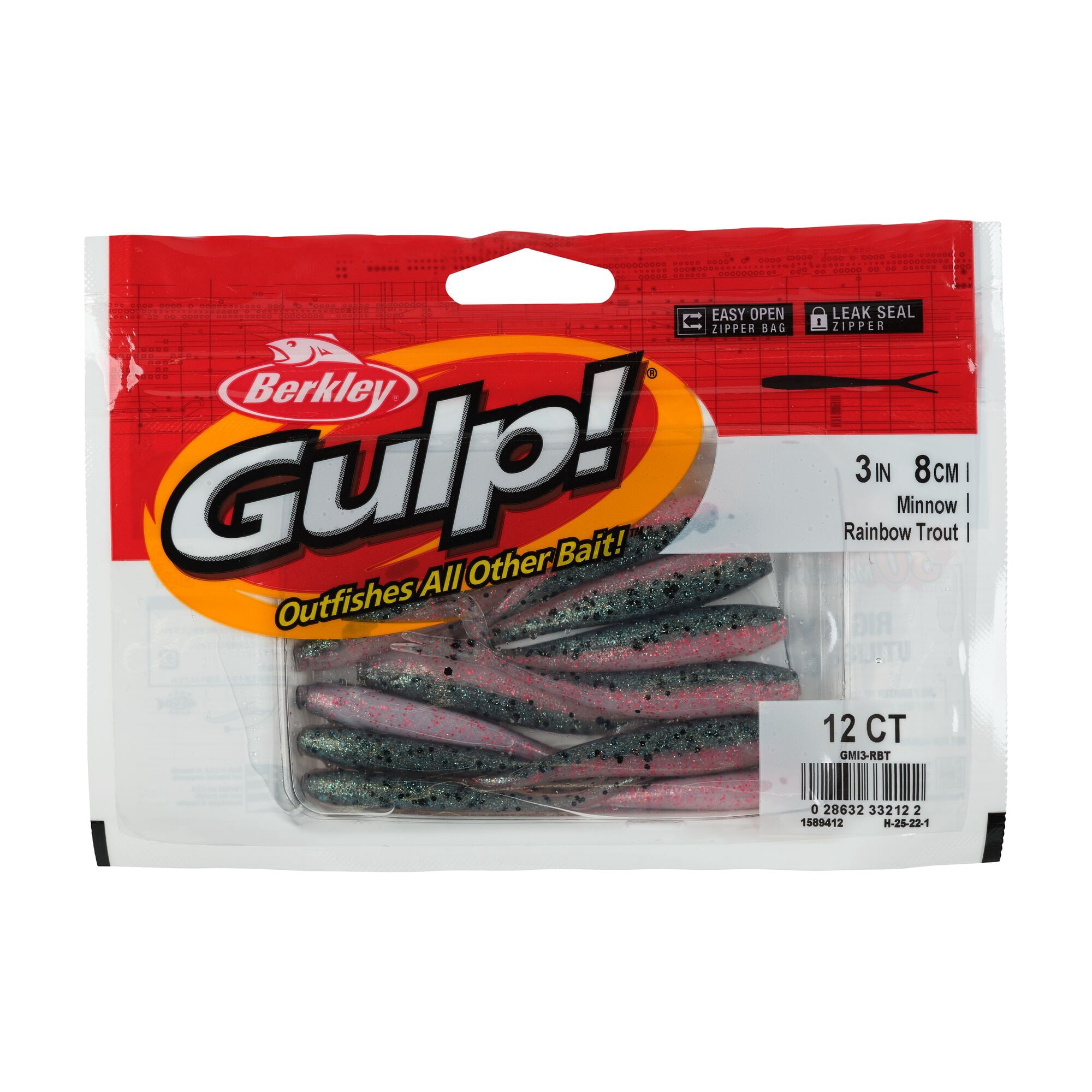 Berkley Gulp!® Minnow, 3 in, Minnows, Rainbow Trout (12 Count)