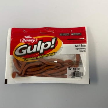 Berkley Gulp! Nightcrawler 6" Biodegradable Soft Bait for Walleye and Bass, Natural