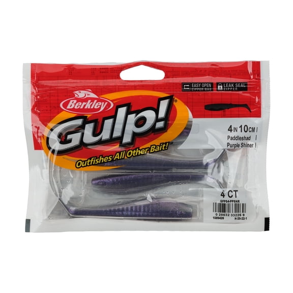 Berkley Gulp!® Paddleshad, 4 in, Swimbaits, Purple Shiner (4-count)