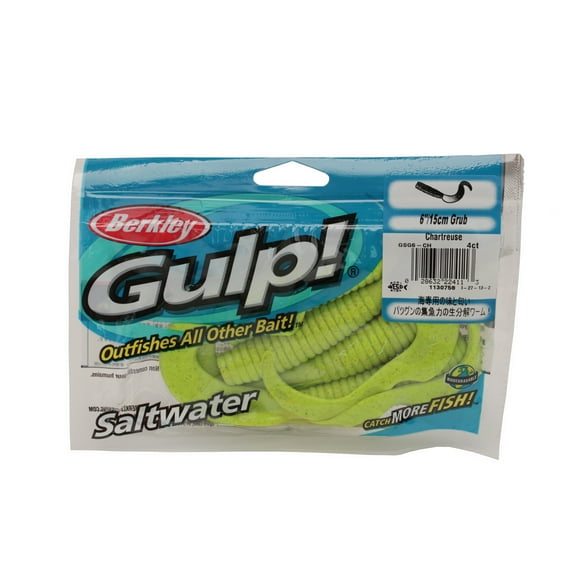 Berkley Gulp! Saltwater Grub Fishing Soft Bait, Chartreuse