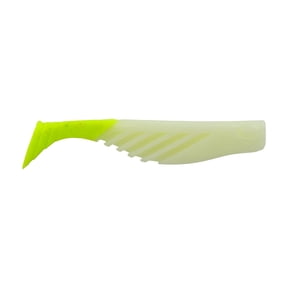 Berkley Gulp! Saltwater Ripple Mullet, Glow/Chartreuse, 4 in