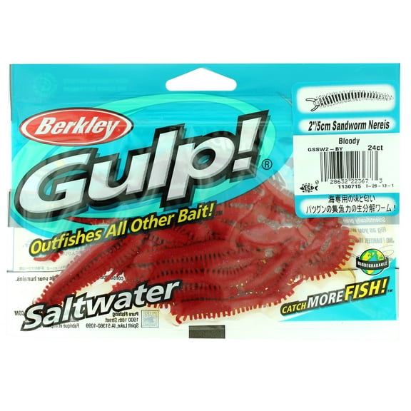 Berkley Gulp! Sandworm Fishing Soft Bait, bloody