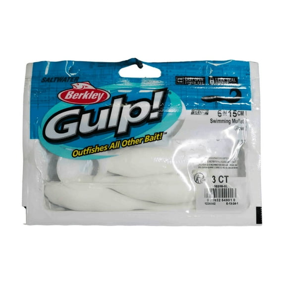 Berkley Gulp! Swimming Mullet Soft Bait 6" Length, Glow, Per 3