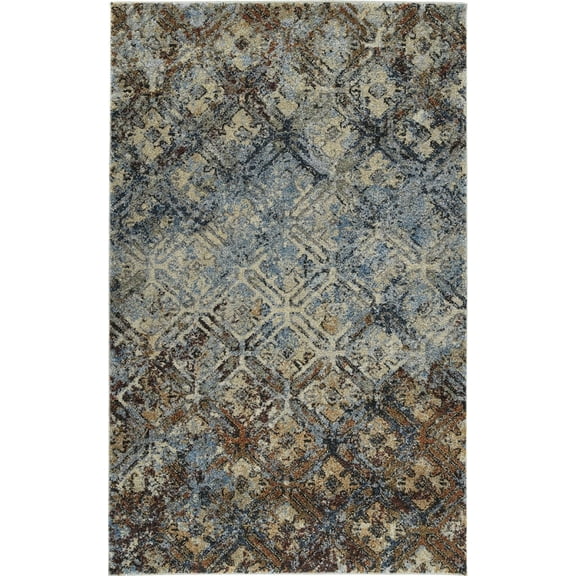 Berkley Gust Area Rug AE8 Ae8 Multi Multi Blocks Crosshatch 5' 3" x 7' 7" Rectangle