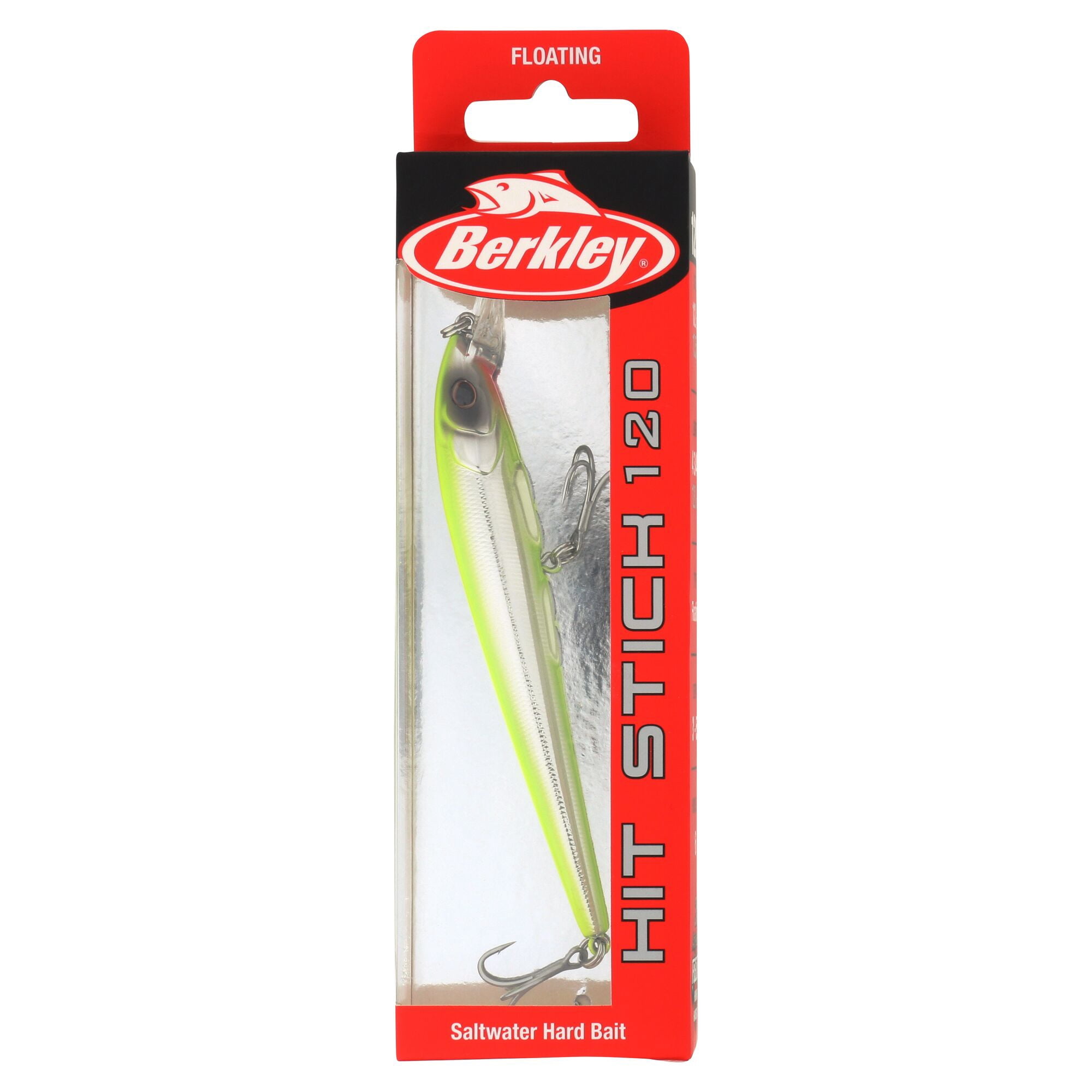 Berkley Hit Stick Saltwater, 4.7 in, Crankbaits, Chrome/Chartreuse (1 Count)