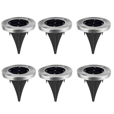 Berkley Jensen 6-Lumen Solar Disk Mark Lights, 6 pk. - Stainless Steel