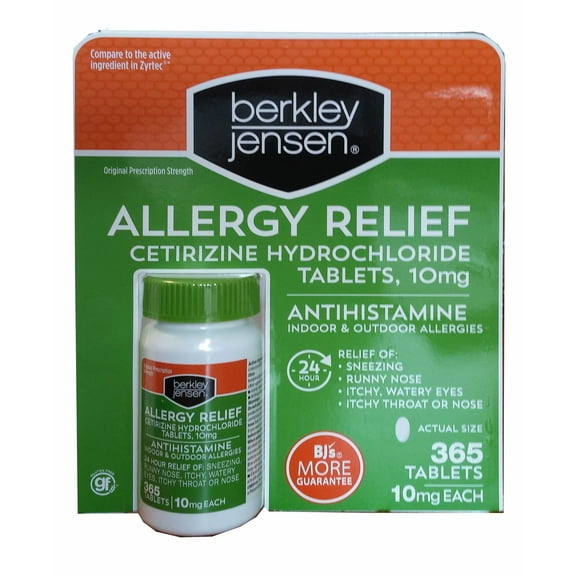 Berkley Jensen Allergy Relief 10mg Cetirizine Hydrochloride Tablets, 365 ct.