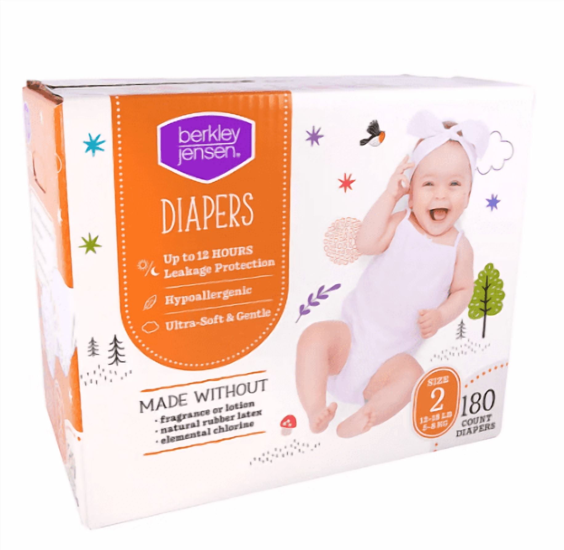 Berkley Jensen Diapers Size 2 (12-18 LB) 180 Count