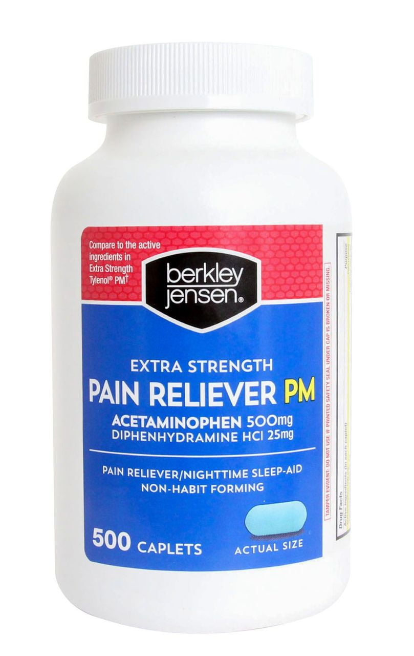 Berkley Jensen Extra Strength Non-aspirin Pm Acetaminophen 500 mg - 500 Caplets