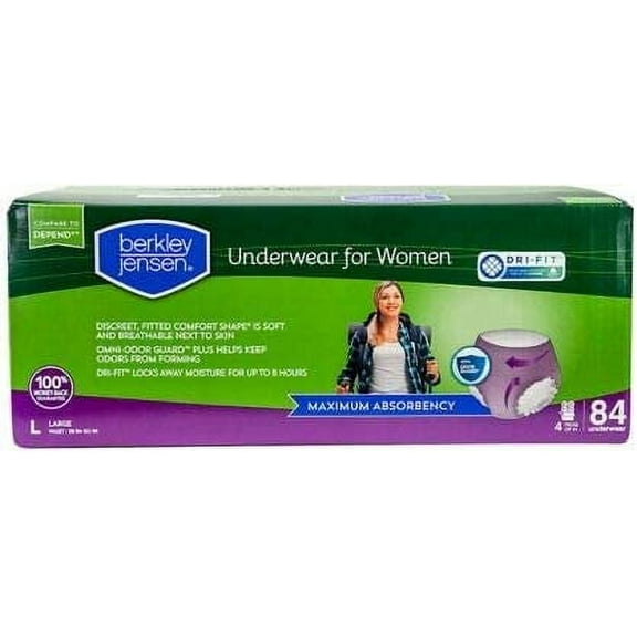 Berkley Jensen Incontinence Underwear for Women with Maximum Absorbency, Size Large, 84 ct.