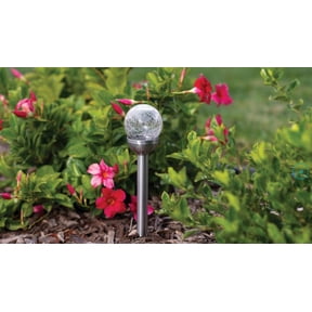 Berkley Jensen Steel Solar Crackle Glass Ball PathWay LED- 8 Pack