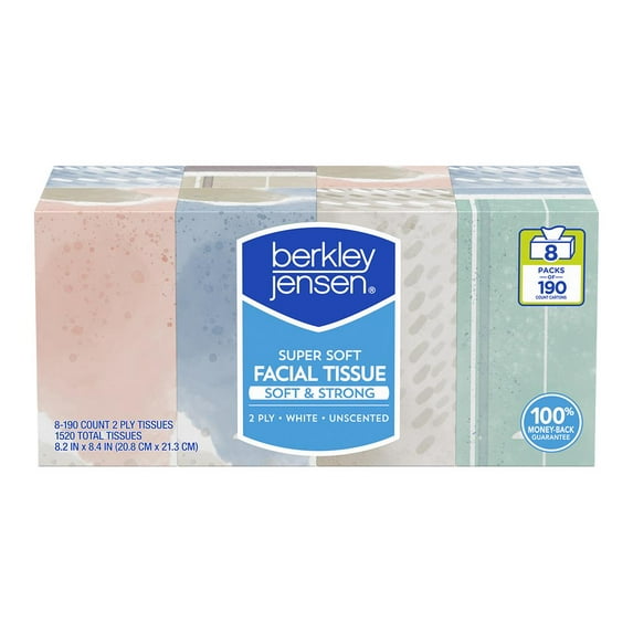 Berkley Jensen Super Soft Facial Tissue, 8 pk./190 ct.