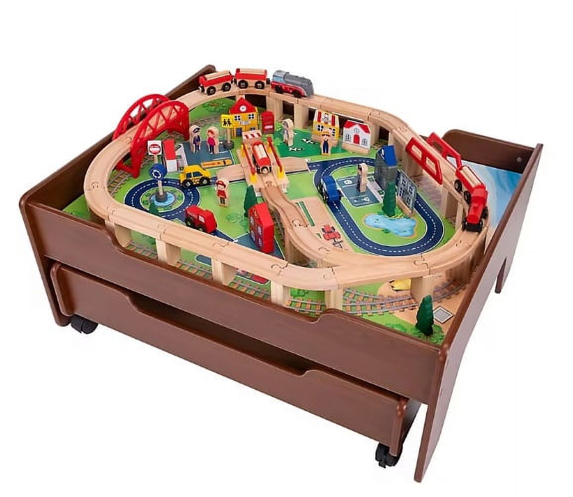 Berkley Jensen Train Table With Brick Building Surface