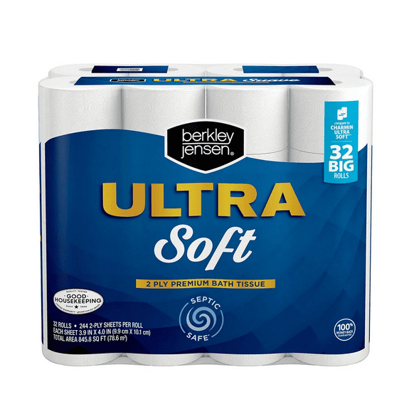 Berkley Jensen Ultra Soft Toilet Paper, 32 Rolls, 244 Sheets Bath