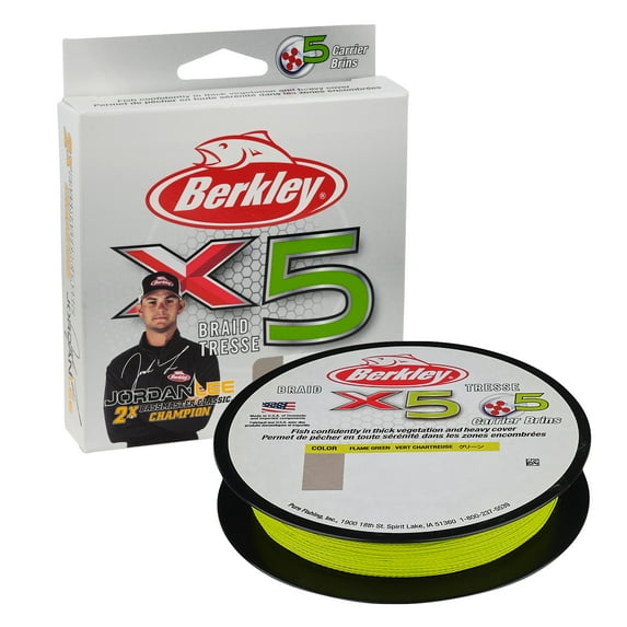 Berkley Jordan Lee x5 Braid Superline, Flame Green, 40-Pound Fishing Line