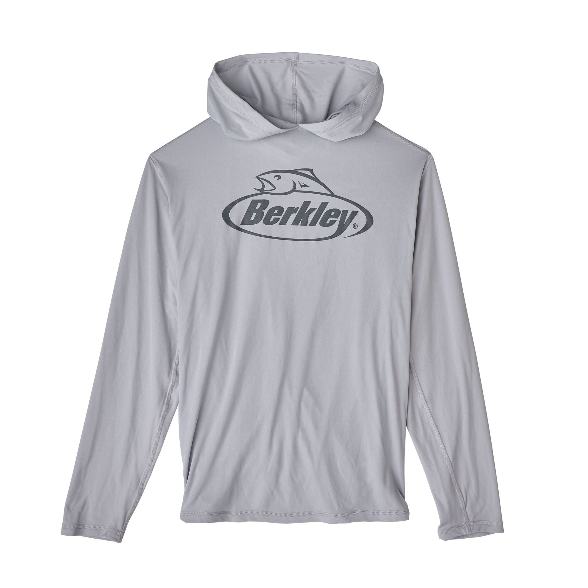 Berkley Logo Performance Hood Sun Shirt, Pearl Grey, Size XL