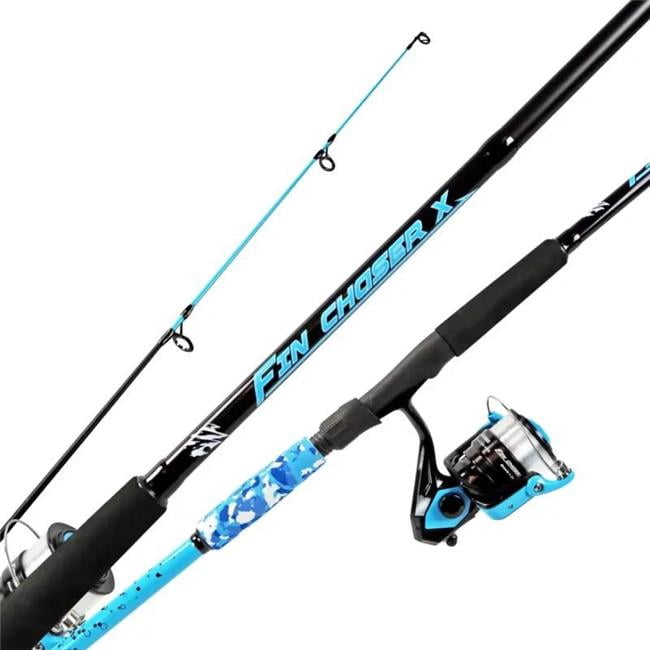 Okuma Fishing Tackle FNX702MH40SB Fin Chaser X Combo Fishing Rod & Reel - 7 ft. Medium Heavy, Sky Blue - 2 Piece