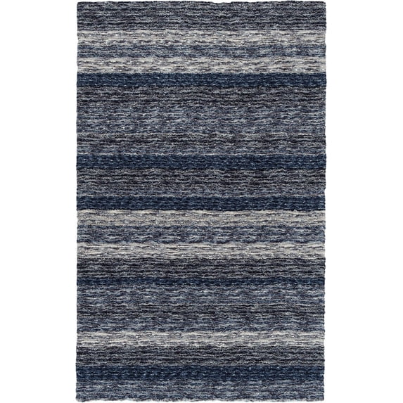 Berkley Poise Area Rug JP1 Jp1 Indigo Indigo Layered Banded 2' 3" x 7' 6" Rectangle