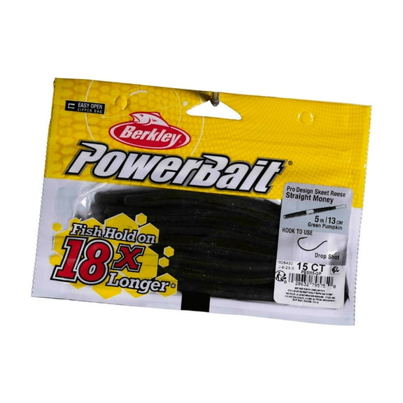 Berkley Power Bait Straight Money Soft Fishing Bait, Green Pumpkin