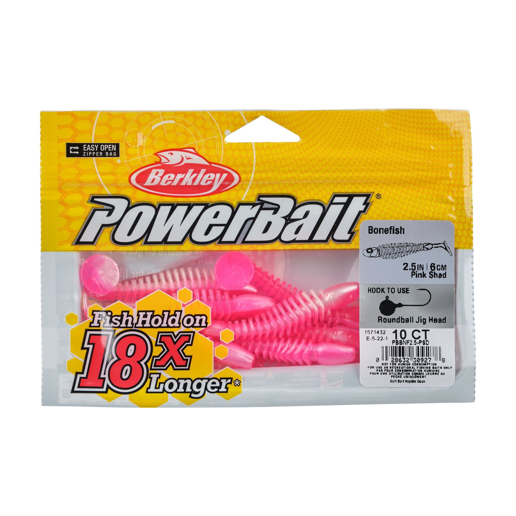 Berkley PowerBait® Bonefish, 2.5 in, Swimbaits, Pink Shad (10 Count)