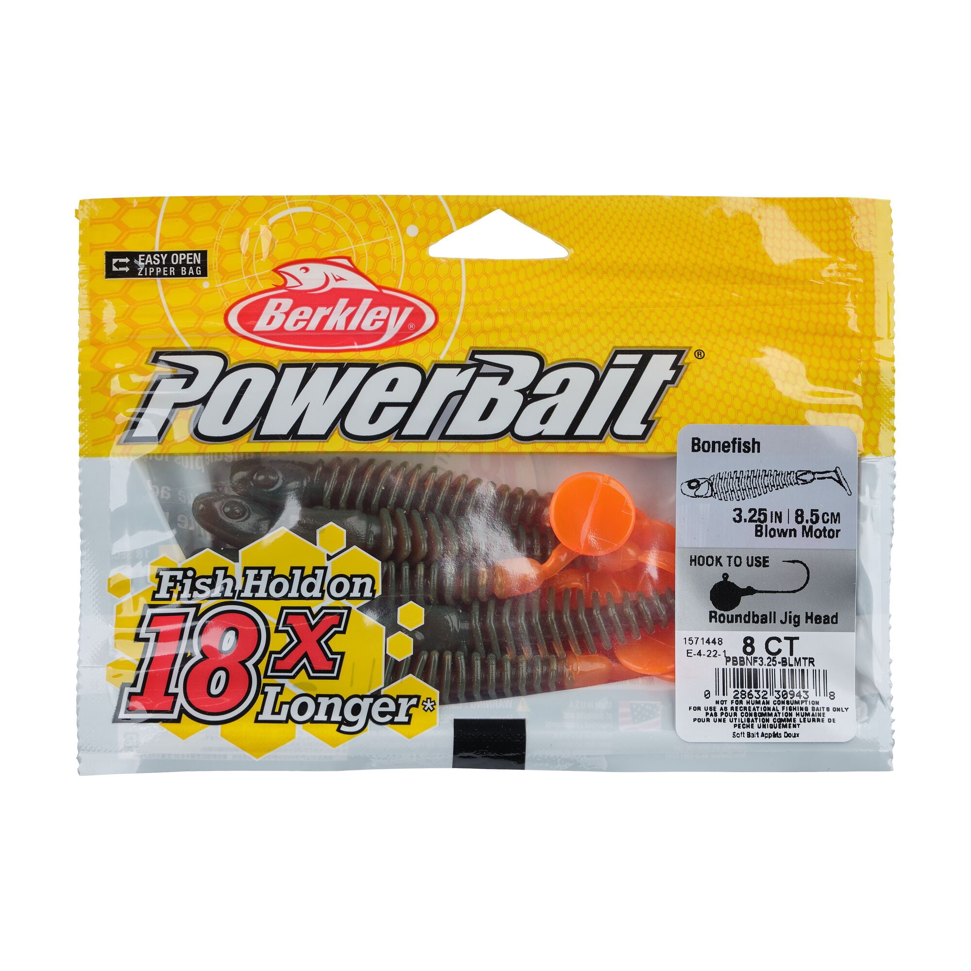 Berkley PowerBait® Bonefish, 3.25 in, Swimbaits, Blown Motor (8 Count)