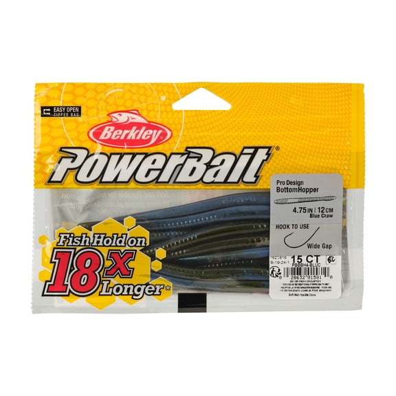 Berkley PowerBait Bottom Hopper, 4.75 in, Worms, Blue Craw (15 Count)