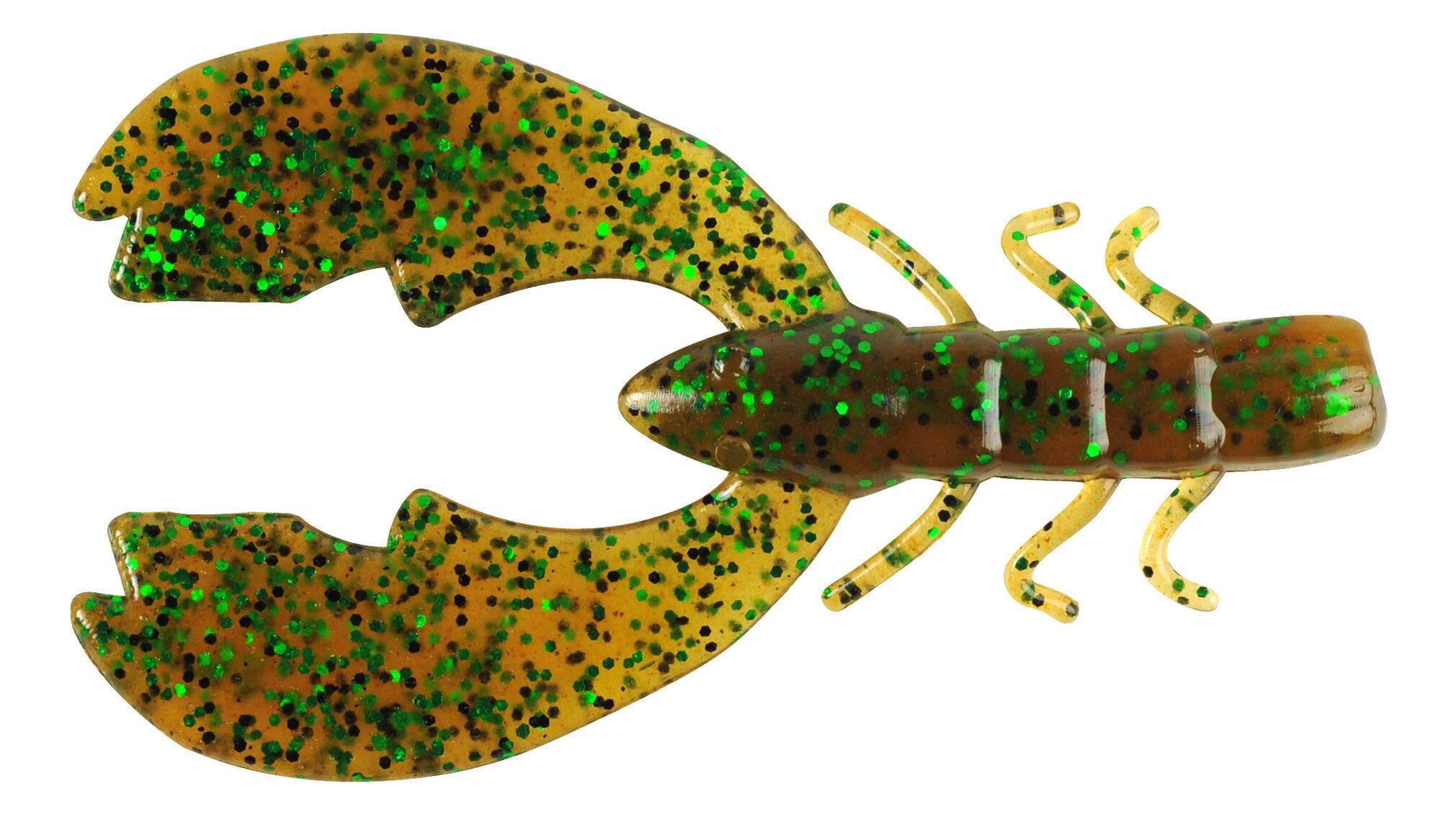 Powerbait Chigger Craw Soft Bait 4" Length, Pmpkin Green Fleck, Per 9 1307368