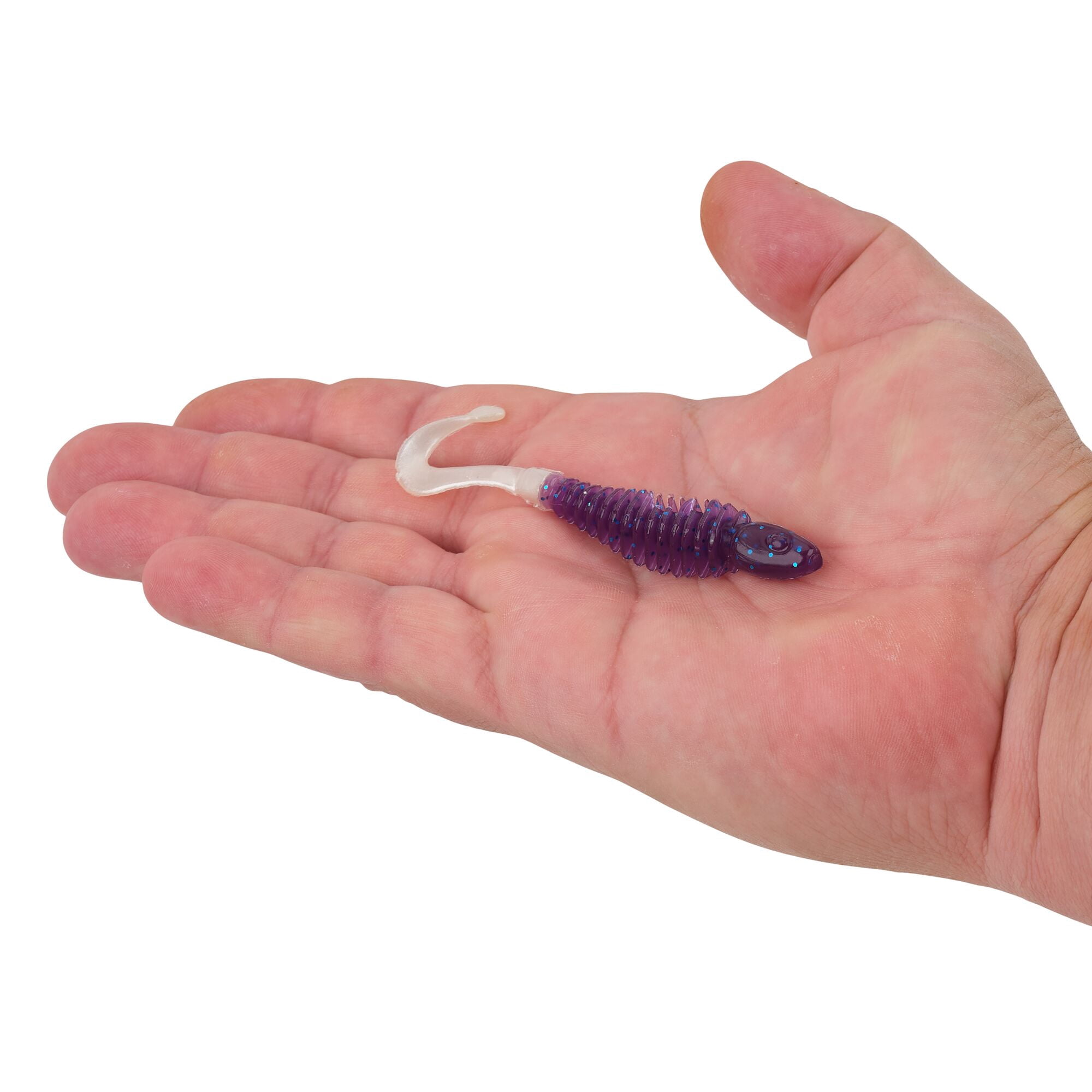 Berkley PowerBait® Curly Bones, 3 in, Swimbaits, Electric Blue/White (10-count)