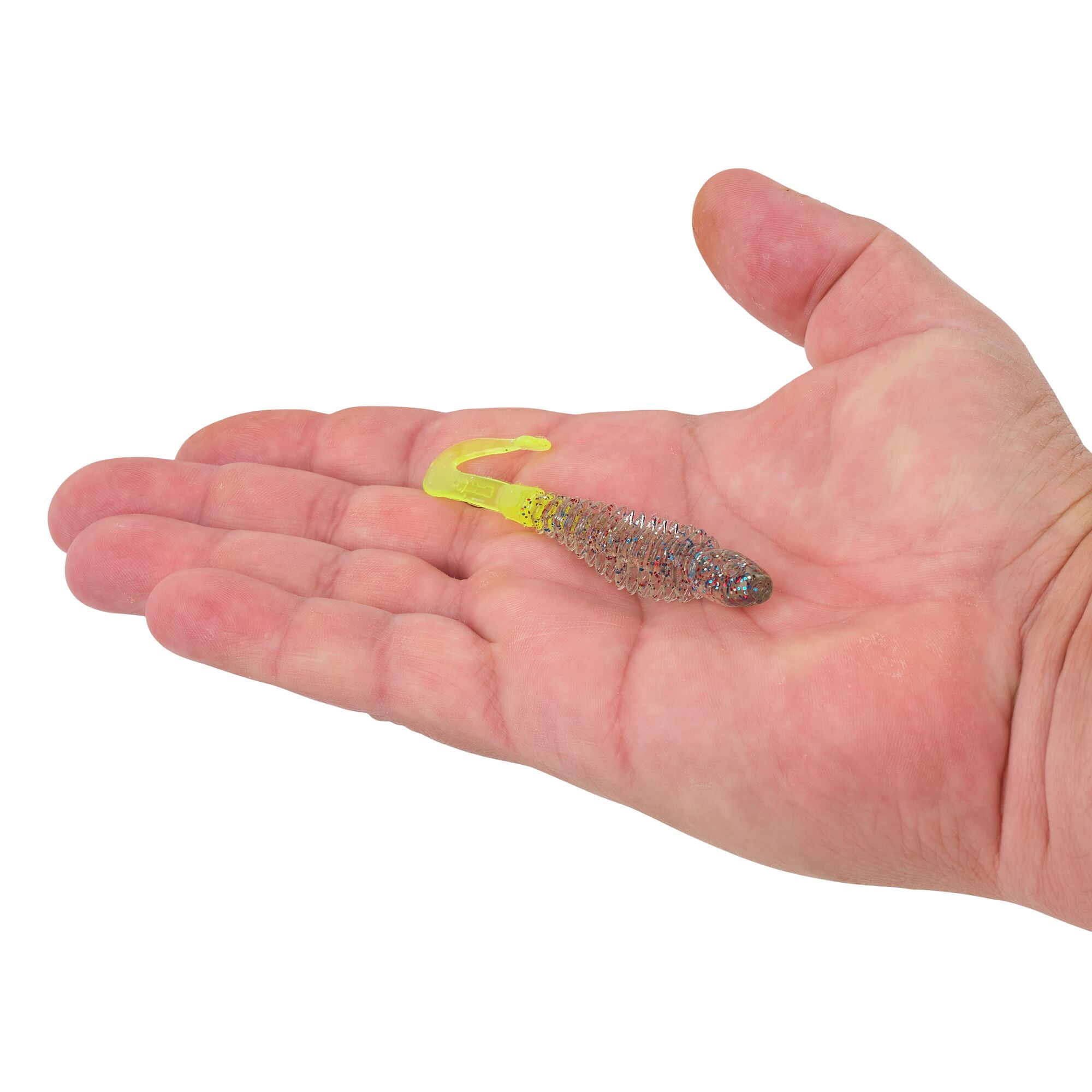 Berkley PowerBait® Curly Bones, 3 in, Swimbaits, Firecracker/Chartreuse (10-count)