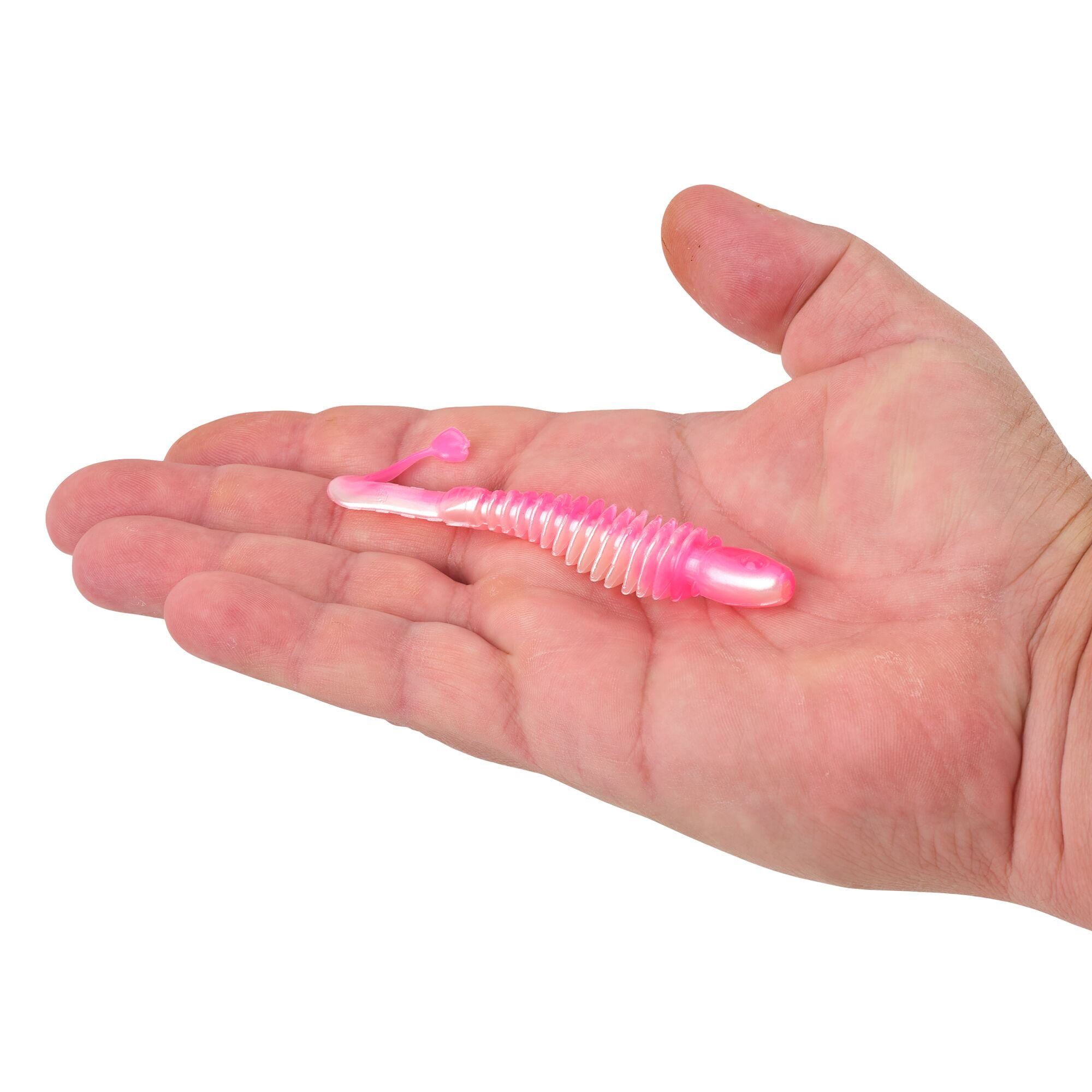 Berkley PowerBait® Curly Bones, 4 in, Swimbaits, Pink Shad (8-count)