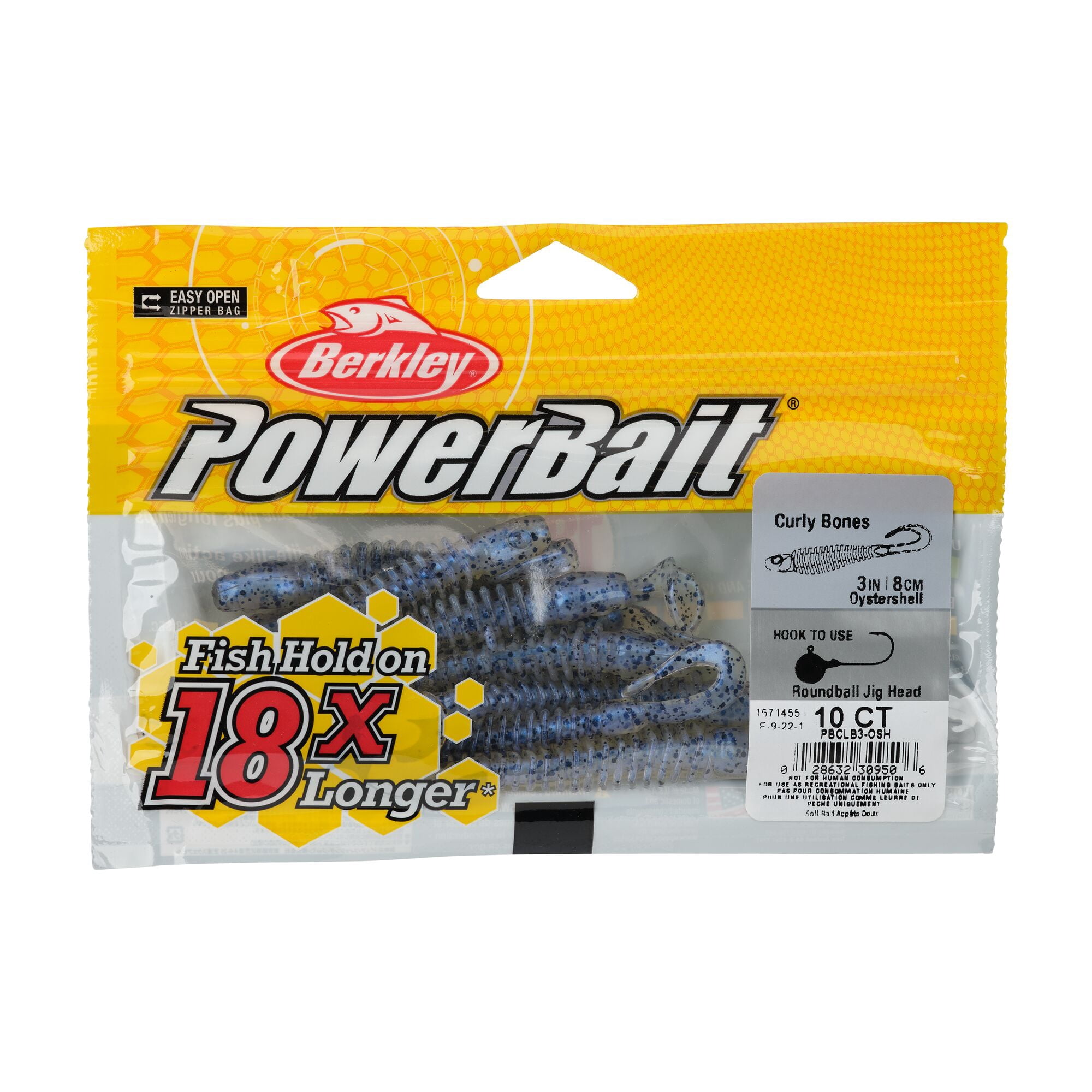 Berkley PowerBait® Curly Bones, 3 in, Swimbaits, Oyster Shell (10-count)
