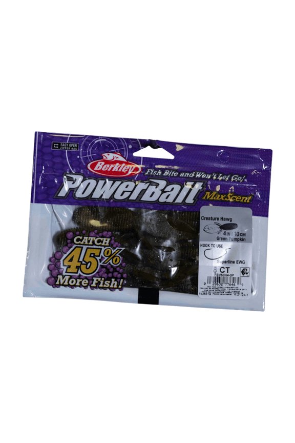 PowerBait MaxScent Creature Hawg Fishing Soft Bait, Green Pumpkin