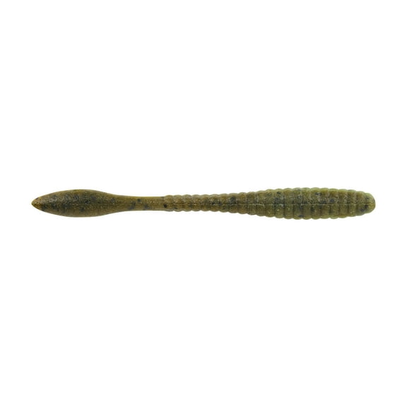 Berkley PowerBait® MaxScent Flat Worm Finesse Fishing Bait, Green Pumpkin/Watermelon, 4.5in | 11cm, Irresistible Scent & Flavor, Versatile Profile, Ideal for Drop Shot Presentation