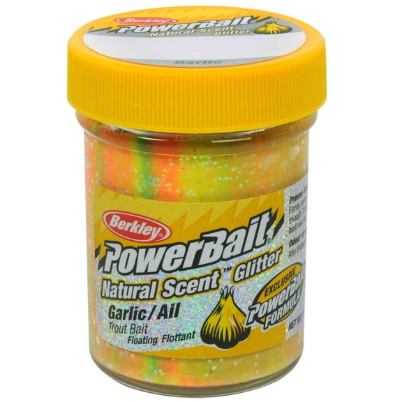 Berkley PowerBait Natural Glitter Trout Dough Bait Garlic Scent/Flavor, Rainbow