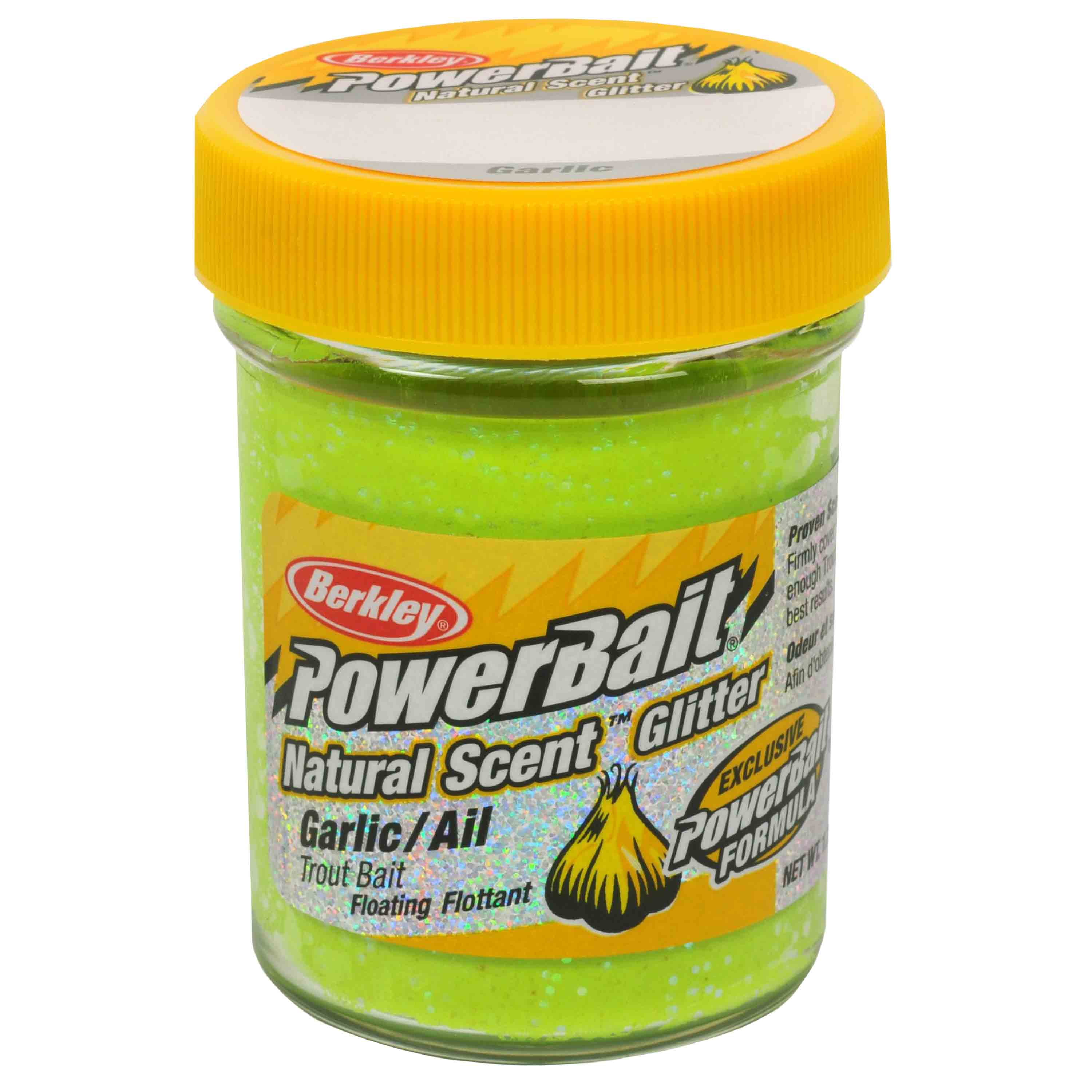 Berkley PowerBait Natural Glitter Trout Fishing Dough Bait; Chartreuse  Color; Garlic Flavor