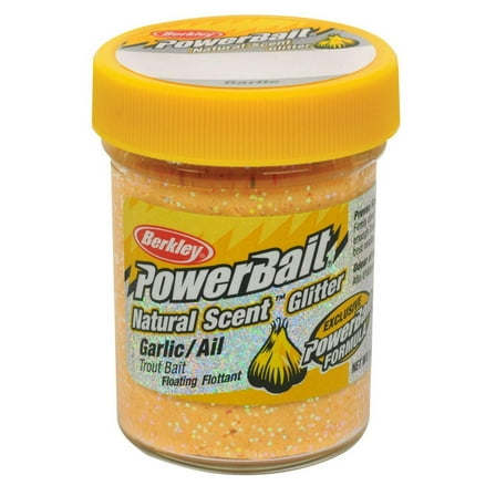 Berkley PowerBait Natural Glitter Trout Fishing Dough Bait; Yellow Color; Garlic Flavor