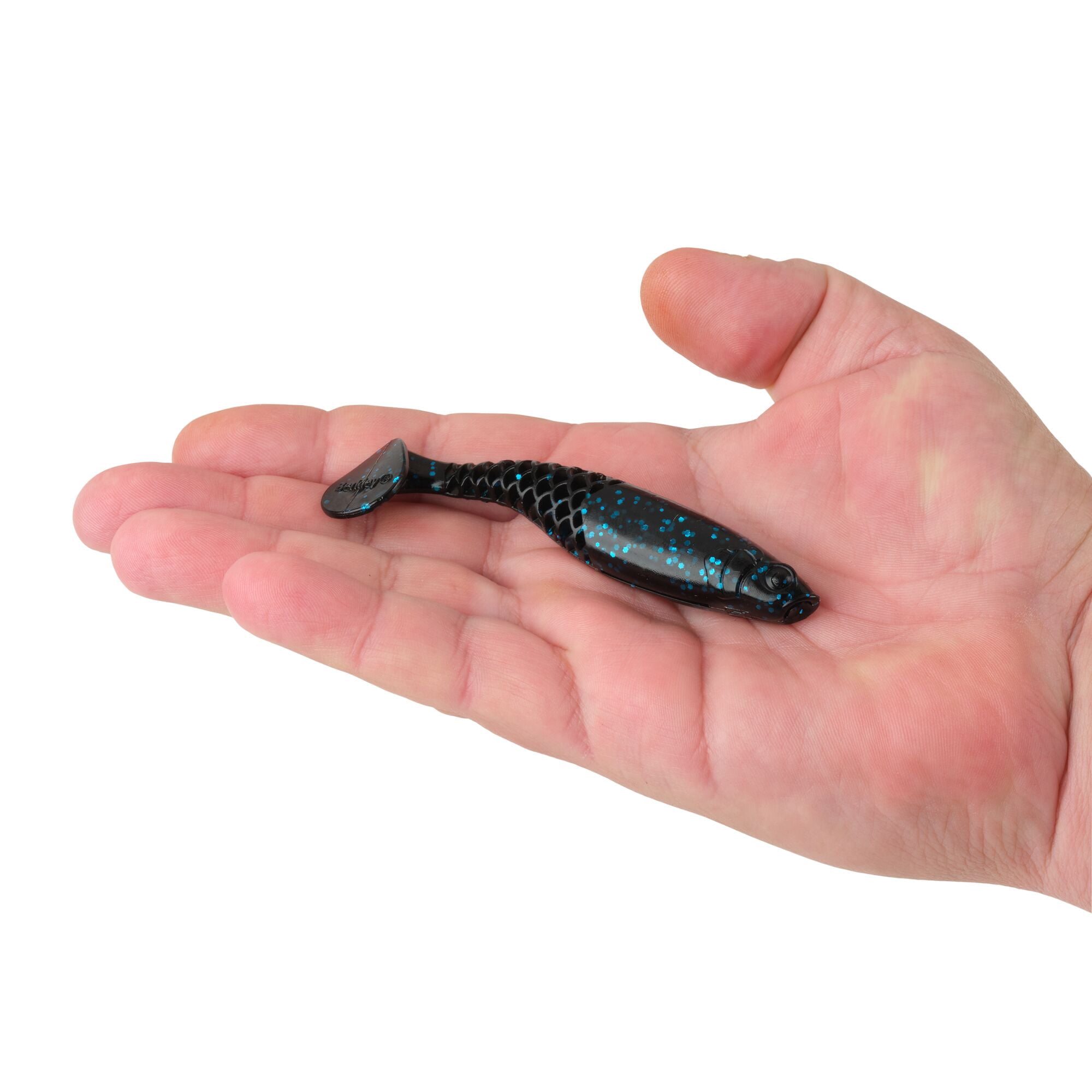 Berkley PowerBait® Paddlin' PowerStinger, 4.25 in, Swimbaits - Paddle Tail, Black Blue Fleck (5 Count)