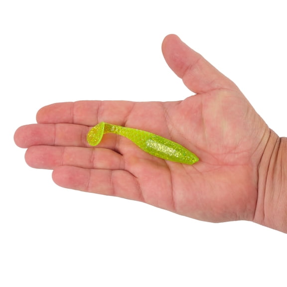 Berkley PowerBaitSaltwater Paddlin'PowerStinger, 3.5 in, Swimbaits - Paddle Tail, Chartreuse Silver Flash (7-count)