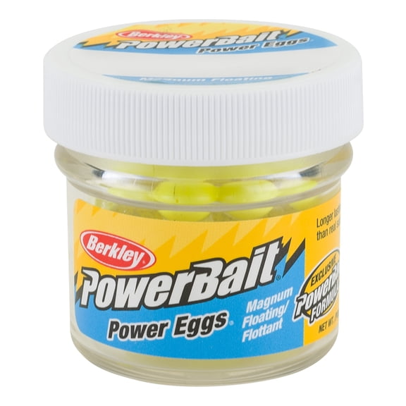 Berkley PowerBait Power Clear Eggs Floating Fishing Bait, Clear Silver-Fl. Yellow,