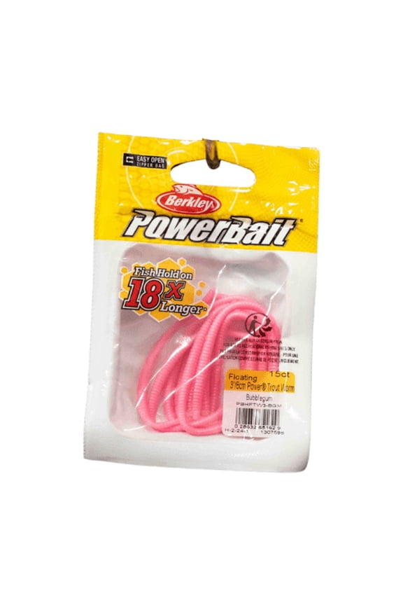 PowerBait Power Floating Trout Worm Fishing Bait, Bubblegum, 3in | 8cm
