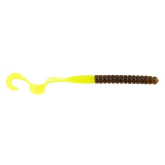 Berkley PowerBait® Power Worm Fishing Bait, Green Pumpkin/Chartreuse, 7in