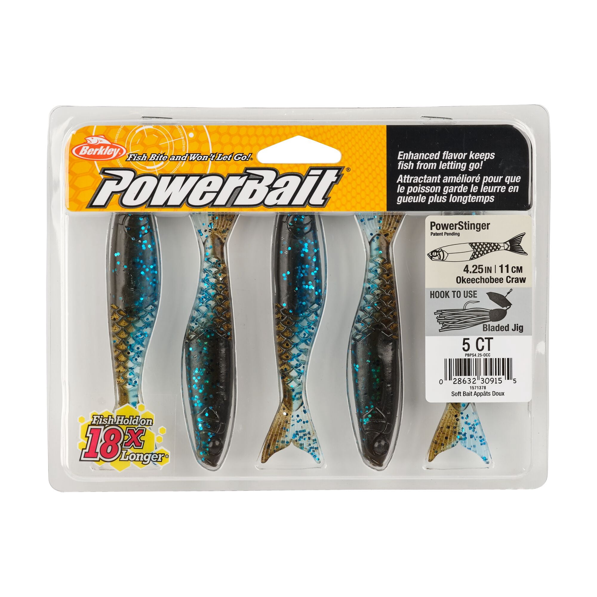 Berkley PowerBait® PowerStinger, 4.5 in, Minnows, Okeechobee Craw (5 Count)