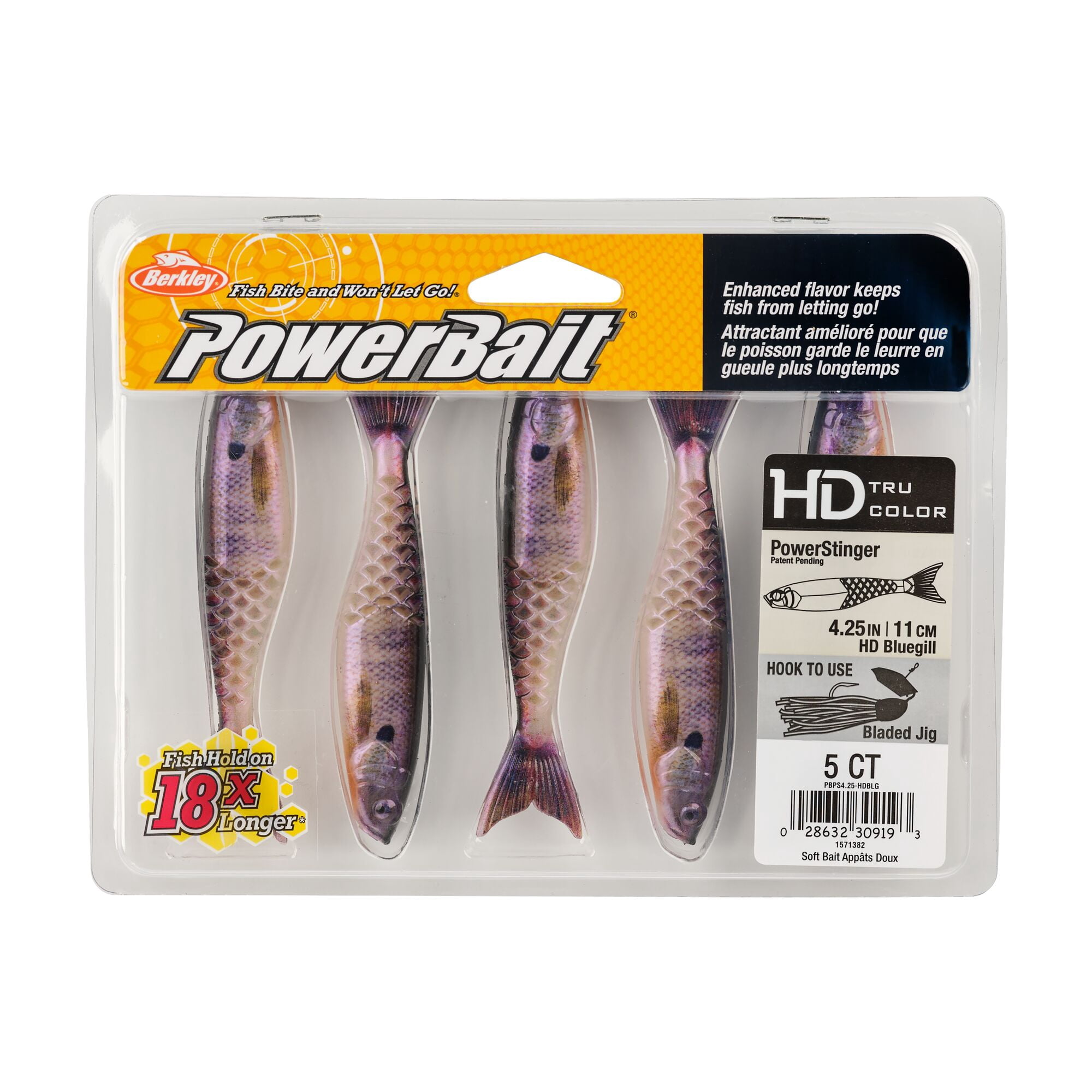 Berkley PowerBait® PowerStinger, 4.5 in, Minnows, HD Bluegill (5-count)