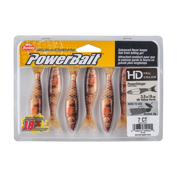 Berkley PowerBait® PowerStinger, 3.5 in, Minnows, HD Yellow Perch (7-count)