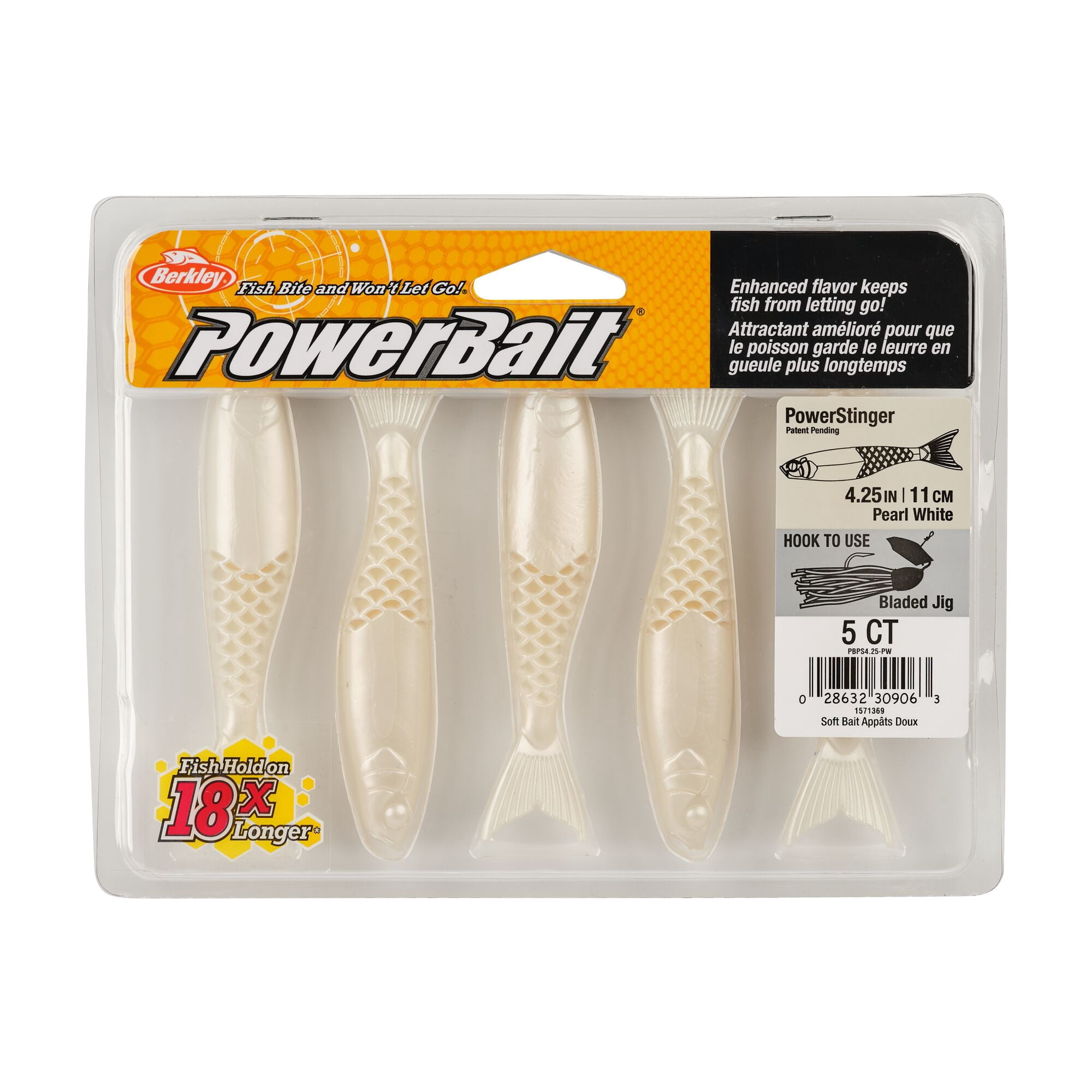 Berkley PowerBait® PowerStinger, 4.5 in, Minnows, Pearl White (5 Count)
