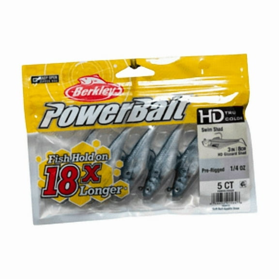 Berkley PowerBait Pre-Rigged Swim Shad Fishing Bait, HD Gizzard Shad, 3in | 8cm